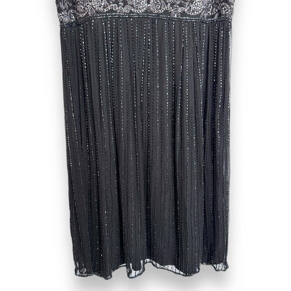 Vintage Stenay Black 100% Silk Chiffon Beaded Mini Dress Women's Size 12P - Picture 4 of 11